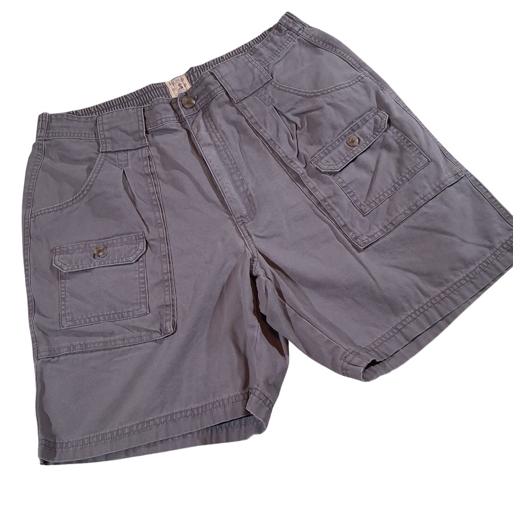 RedHead Mens Gray Canvas Cargo Shorts Elastic Waist Size 36 RH31201 Bass Pro